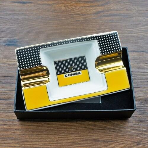 COHIBA Cigar Ashtray Portable Home Ceramic Ashtray Luxury Tobacco 2 Rest Holder Cigar Ashtray gift