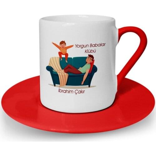 Personalized Fathers Day Themed Red Turkish coffee Cup 21-551