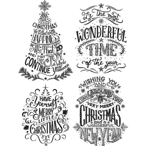 Clear Stamps Beautiful Wounderful Time Merry Christimas Happy Trees Winter For DIY Scrapbook Photo Album Craft Card 2021 New