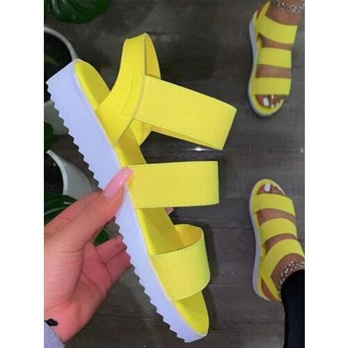 Women Sandals Summer Plus Size Platform Fashion Shoes Female Candy Color Open Toe Footwear Slip on Pink Sandals Wedge Shoes 2021
