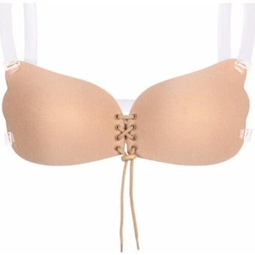 2 pack A-D Cup Invisible Silicone Women Bra With Straps For Low Collar Dress Top Wedding dress