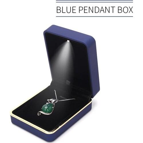 LED Blue Female Pendent Jewelry Box Women Earring Wedding Ring Packaging Display Cases Jewellery Organizers For Lover Gift Boxes