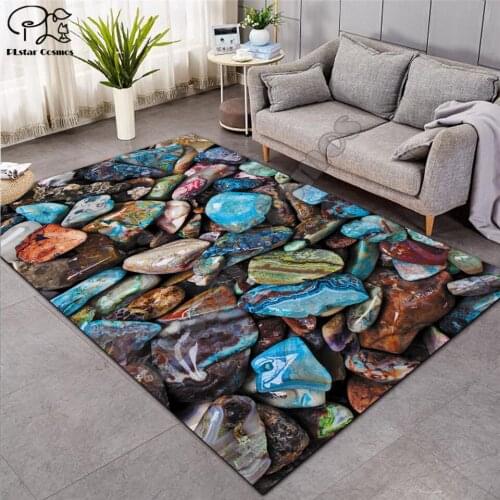 Nordic Rugs for Living Room 3D Flannel Printing Pattern Bedroom Carpet Kids Room Carpet Non-slip Decorative Night Mat stone-004