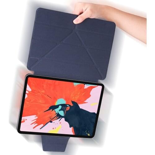 Foldable Leather Case for Ipad Pro 11 Magnetic Multi-fold Back Clip Buckle Protective Back Cover for 2018 Ipad Pro 12.9'' Shell