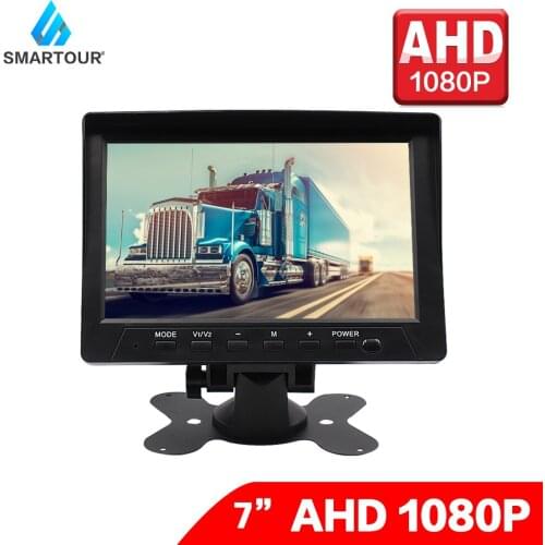 Smartour HD AHD 1080P 7 Inch IPS Screen Truck Bus Vehicle Parking Monitor Front Rear View 4 Pin For AHD Camera
