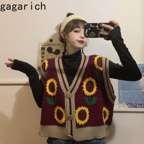 Gagarich Sweater Vest Women Spring Autumn 2020 New Style Loose V-neck Sleeveless Tops Knitted Cute Retro Girl Tanks Cacual