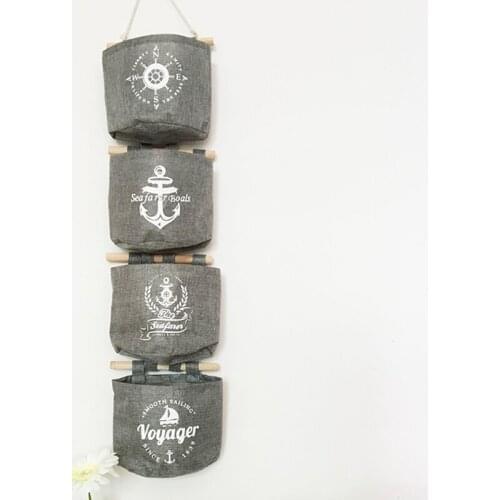 Navy Style Cotton Linen Storage Bag Creative Wardrobe Hang Bag Wall Pouch Cosmetic Toys Home Storage Bag Organize Pockets 60XX