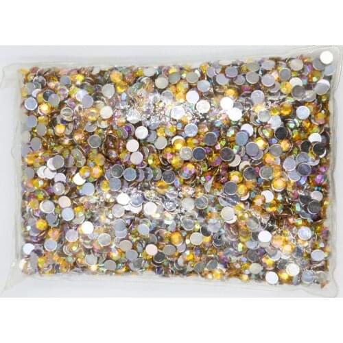 Topaz AB Color 1.5~10mm Flat Back Round Acrylic Rhinestones Beads / Stones ,3D Acrylic Nail Art / Garment Decoration
