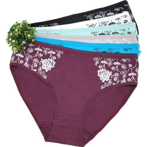 High Quality Comfort Cotton Briefs Plus Size Ladies Underwear Women Panties lot Sexy Lingerie Print Big Underpants Large 3XL 4XL