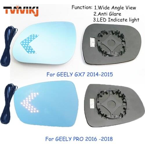TVYVIKJ Side Rearview Mirror Blue Glass Lens with LED Indicate light For GEELY PRO GX7 2014-2020 Wide Angle View anti glare