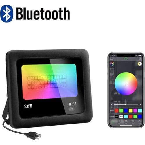 Outdoor 20W Bluetooth Smart LED Flood Light RGB APP Control LED Floodlights for Garden Party Landscape Stage Lighting