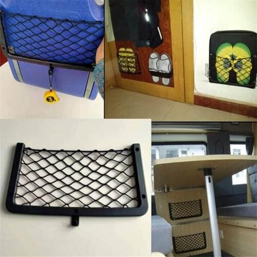 Universal Elastic Mesh Seat Back Pocket Lightweight Black Frame Durable Nylon Net Space Saver Map Mobile Phone Debris