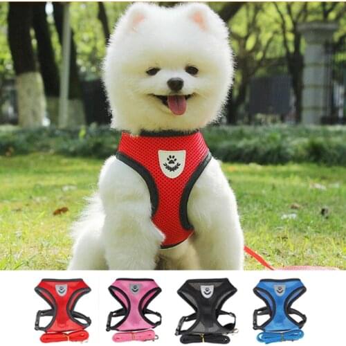 Breathable Puppy Dog Harness and Leash Sets Nylon Safety Mesh Chest Strap Collar For Kitten Cat Chihuahua Pug Bulldog Cats Vest