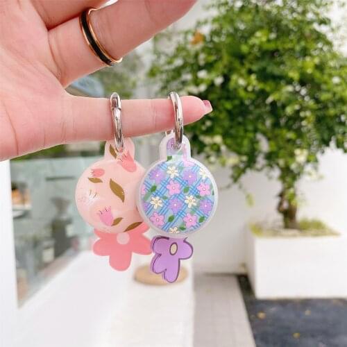 Protect Cover For Airtag Cute Cartoon Flower Silicone Sleeve For Apple Locator Tracker GPS Anti-lost Case Keychain Accessories
