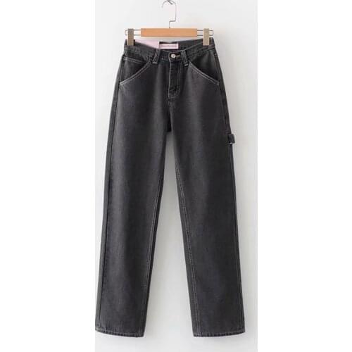2020 New Spring Casual Black For Wide Leg Women Loose Style Denim Vintage Long Jeans Pants