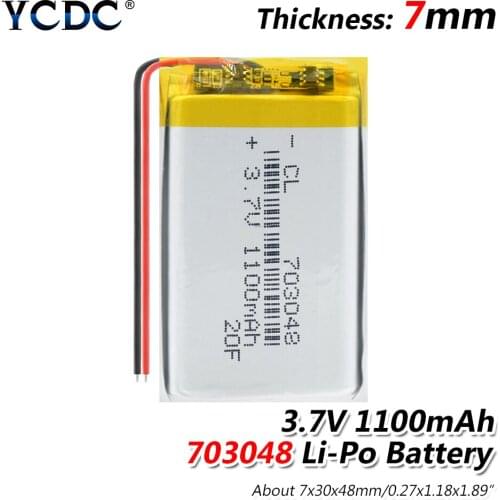 1/2/4Pcs 703048 lipolymer Battery 3.7V 1100mAh 703048 Lithium Polymer Li-Po batteries For MP3 MP4 GPS DVD Camera LED Light