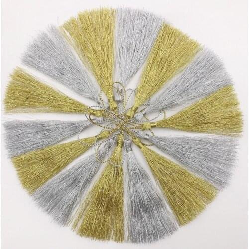 10PCS Gold Silk Silver Silk Tassel Pendant Jewelry Curtain Garments Decorative Accessories Key Bag Pendant Craft Tassels DIY