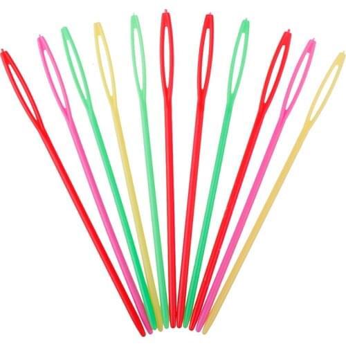 10PCS Plastic Knitting Needles Crochet Hooks Tapestry 9cm Wool Yarn Needles Children DIY Sweater Weaving Needles Tools