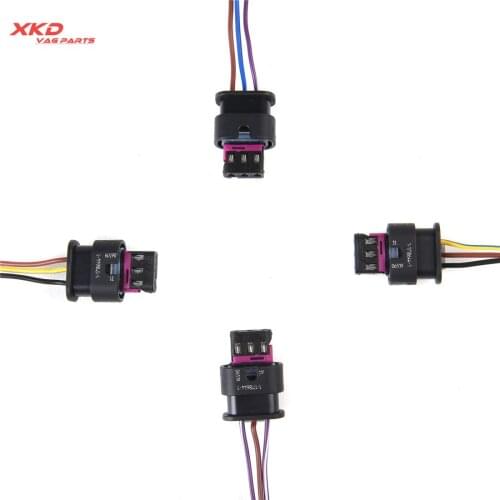 4Pcs 3Pin Wiring Connector Plug Harness For V-W Je-tta Golf Beetle A-udi A3 A7 Q7 TT R8 4F0 973 703