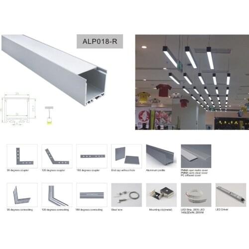 6pcs 2000mm High power recessed aluminum LED profile for ceiling or pendent light,Led aluminum channel strip ALP018-R