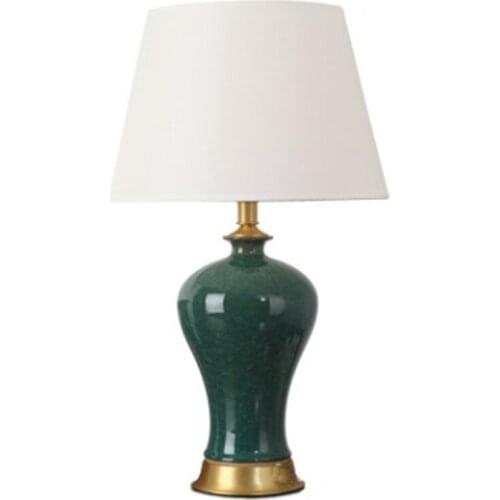 American Style Elegant Green Ceramic Table Lamp For BedRoom Bedside Living Room Foyer Study Desk Reading Night Light 190119