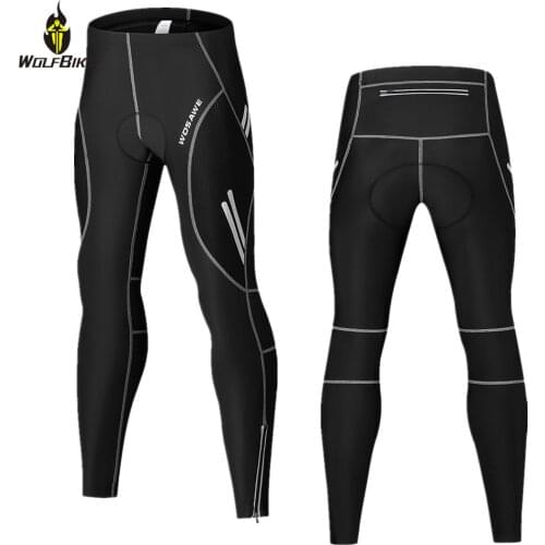 WOSAWE Winter Men Cycling Pants Thermal Fleece Reflective Water Repellent Bike Clothing Windproof Outdoor Sports MTB Trousers