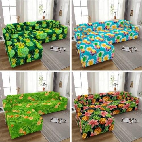 Elastic Sofa Cover For Living Room Adjustable Pineapple Printed Sofas Couch Covers Anti-Dust Spandex Corner Sofa Slipcover