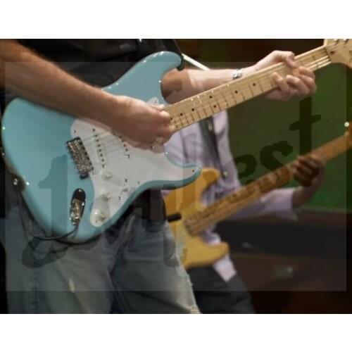 Electric guitar blue color alder body,flame maple D shape neck plain maple fingerboard,chrome parts,free ship