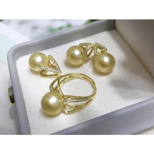 925 Sterling Silver Pendant Ring Earrings Set Mountings Findings Jewelry Set Parts Fittings Component for Pearls Beads Stones