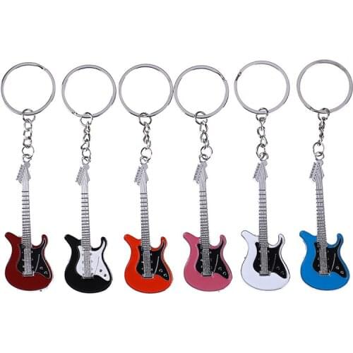 Creative metal electric guitar mini keychain key chain key ring gifts