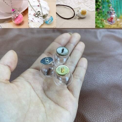 20x12mm Round glass jar with setting base glass vials pendant jewelry glass bottle pendant glass dome cover charms women gift