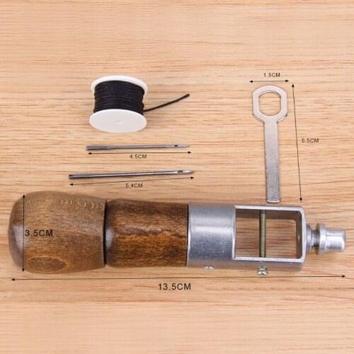 Leathercraft Lock Stitch Sewing Awl Thread Kit Needles Stitch Leather Fabric X3UC
