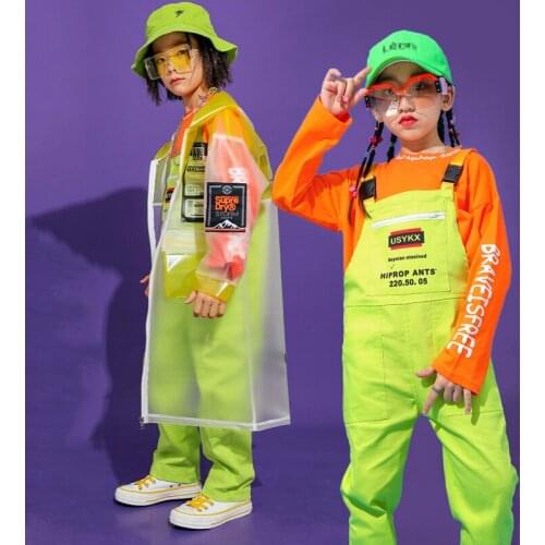 Fashion ChildrenS Street Dance Costume Boy Hip Hop Clothes Kids Overall Catwalk Winter Girl Jazz Dance Hiphop Costumes BI153