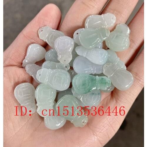 5PC Natural ICE Emerald Fortune bag Beads Pendant Bracelet Adjustable Bangle Jewellery Fashion DIY Hand-Carved Woman Luck Amulet