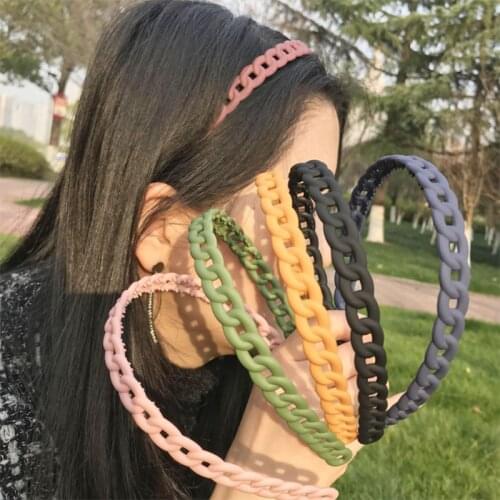 Candy Color Chain Bezel Hair Hoop for Women Vintage Headband Bezel Hair Bands Plastic Sawtooth Hairband Girls Hair Accessories
