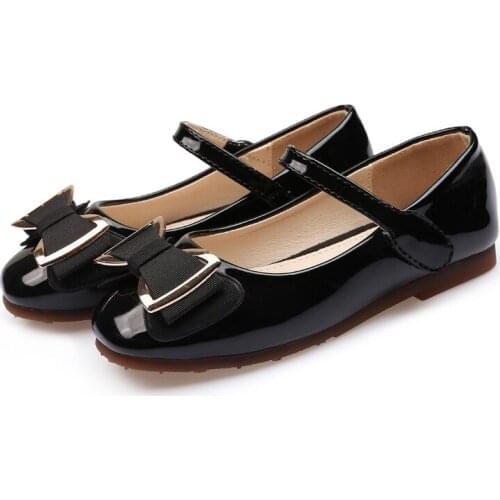 Girl shoes for kids flats Bow Shoes Metal side buckle Mary Janes shoes patent leather Princess ballet flats shoes children autum