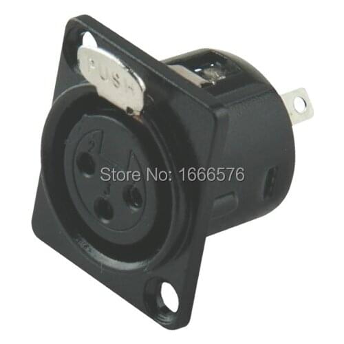 Wholesale 100 pcs black metal XLR 3-Pin Female Chassis Panel Mounted Socket Connector-51400-B
