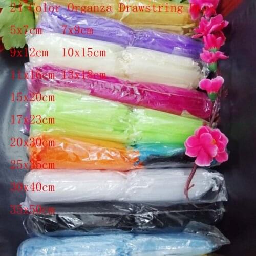 Wholesale 1000 pcs/Lot Organza Drawstrings Bags 7x9 9x12 10x15 13x18 15x20 30x40 cm Jewelry Package Gift Bags Yarn