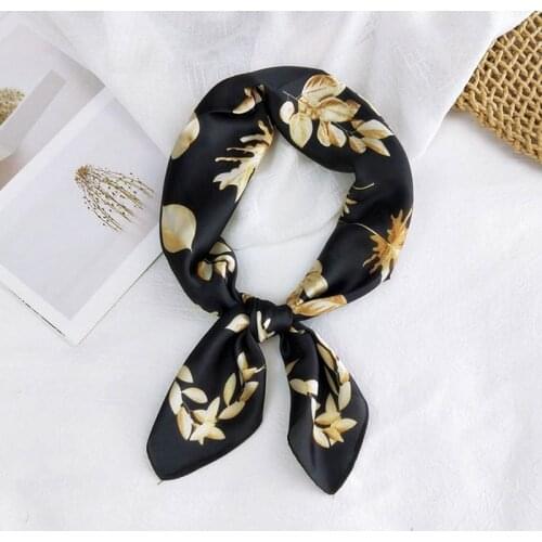 MoriBty 70cm Women Silk Scarf Bufandas Spring-Autumn Cartoon Print Bandanas Neckerchief Foulard Femme Hair Ribbon Headscarf Ties