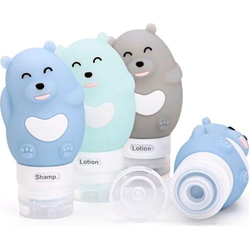 Outdoor travel portable squeeze bottle Multi-purpose cartoon animal modeling bottles Silicone cartoon empty bottle Baby Care Set