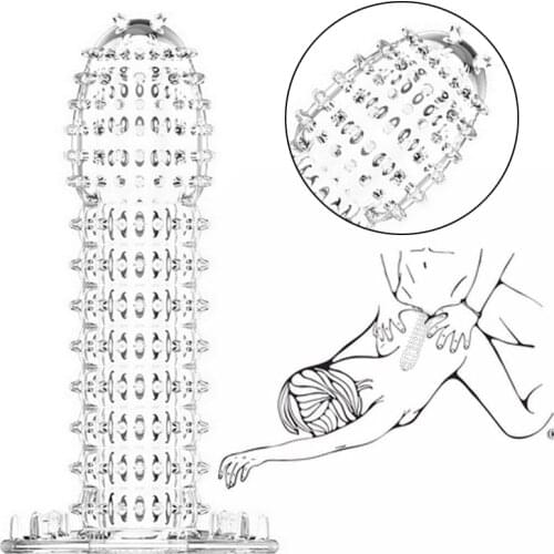 Reusable Delay Condoms Penis Dick Extensions Adult Sex Toys For Men Masturbator Cock Rings Chastity Device Afrodisiac Products