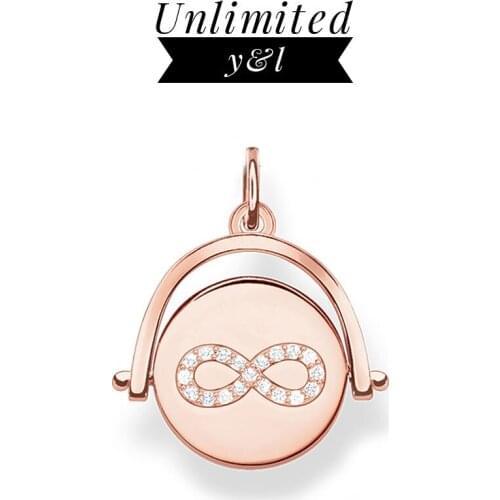 Rose Gold Eternal Pendants Infinity Spinning 925 Sterling Silver Thomas Style Fashion Jewelry DIY Necklace Accessories Women Men