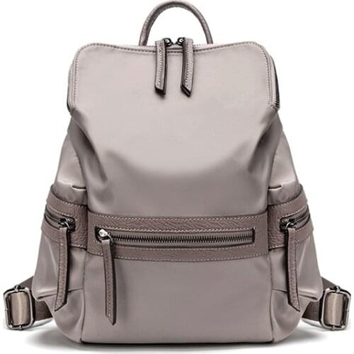 Genuine Leather New European and American style solid color backpack Brand Women Letter Shoulder Bag Popular Female 2021 C1783