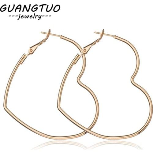 New Fashion Heart Shape Hoop Earrings For Women Fashion Ear Jewelry boucle o'reilles femmes Hyperbole Brincos Bijoux Gift EB2095