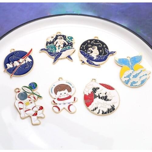 Zinc Alloy Enamel Charms Space Astronaut Charms 10pcs/lot For DIY Fashion Jewelry Making Finding Accessories