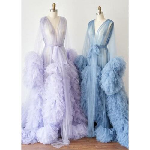 Lavender Dusty Blue Tulle Maternity Dress Gown Photo Shoot Photo Props Maternity Photography Tulle Robes Women Dress Baby shower