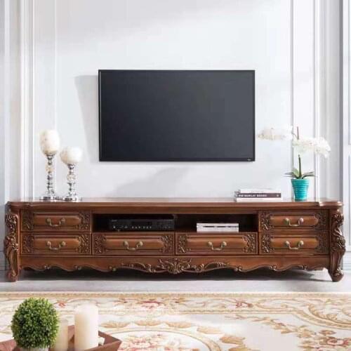 Modern simple American full solid wood TV cabinet combination set wine cabinet living room villa audio-visual cabinet