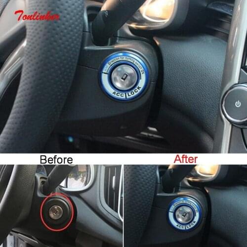 Tonlinker Interior Car Ignition Key Ring Cover Stickers for Chevrolet ONIX 2020 Car Styling 1 PCS Aluminum Cover stickers