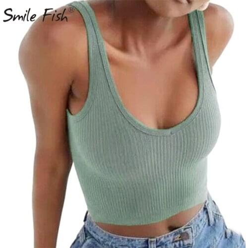 Sexy Crop Vest Solid Harajuku Female Off Shoulder Knitted Khaki Harajuku Korean White Summer Women Tops Ribbed Tank Tops G2485