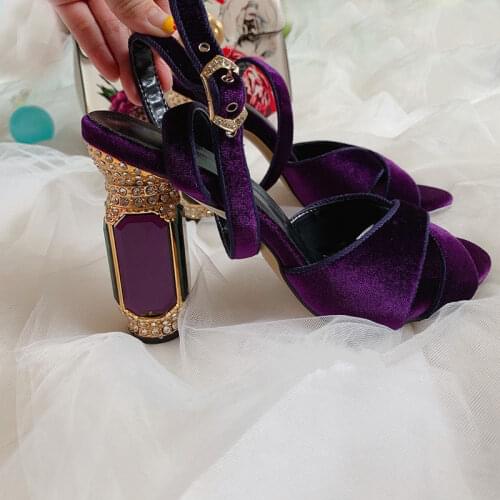 Sexy lady Casual Designer fashion women shoes green velvet crystal round toe maryjane Criss-Cross high heels Prom Evening Shoes